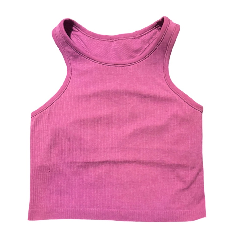 Lululemon Ebb To Street Racerback Crop Tank Top size 6 pink lychee W1CJUS